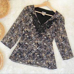 🦋Believe Vintage Floral 3/4 Sleeve Top